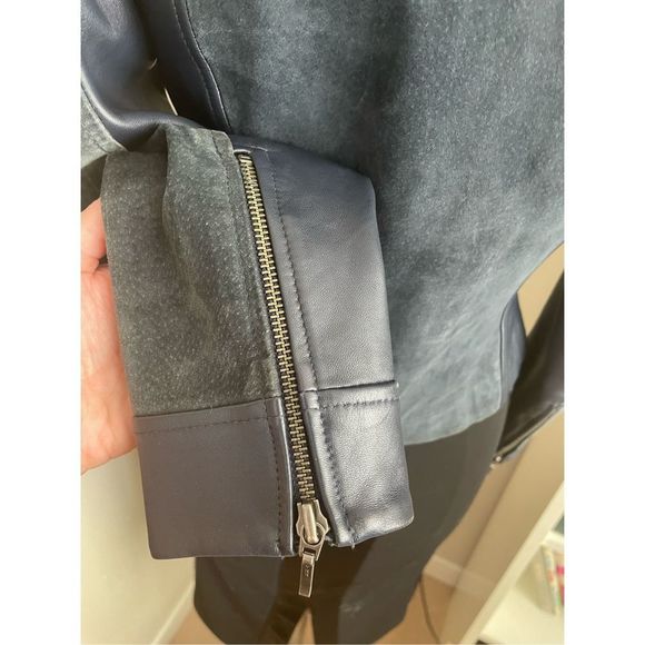 Blue Leather & Suede Jacket - Picture 7 of 11